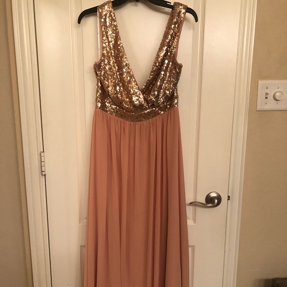 Lulu’s Rose Gold Sequin Maxi Dress - Picture 1 of 5
